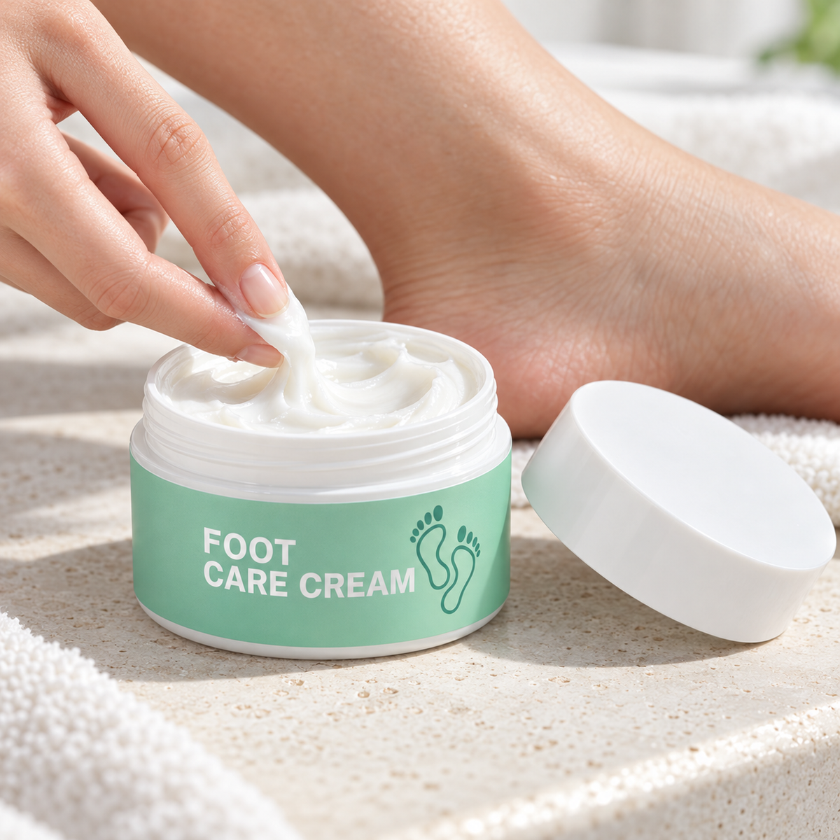 🌿 Foot Cream | Creamy Formula | At-Home Pedicure | Gift for Mom | Mint Green Jar