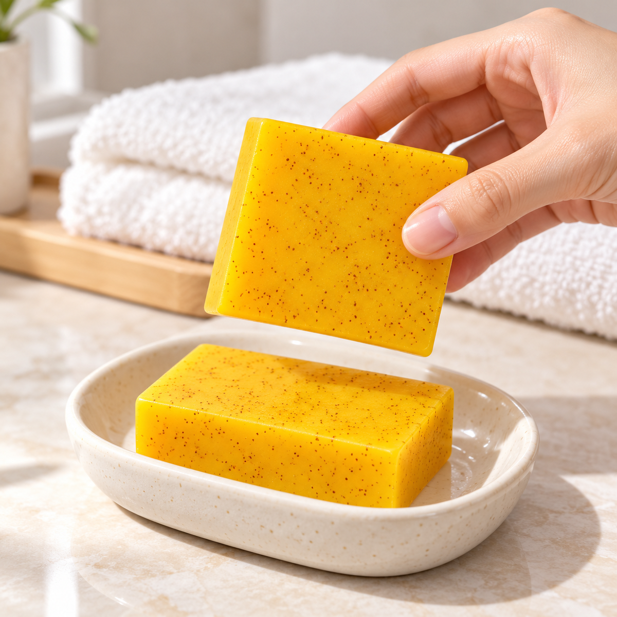 đ Body Scrub Soap | Solid Bar | Shower Care | Gift for Her | Amber Speckled Look