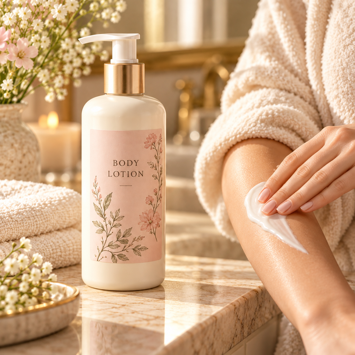 🌸 Body Lotion | Lotion Formula | Post-Bath Use | Gift for Her | Floral Gold Pump