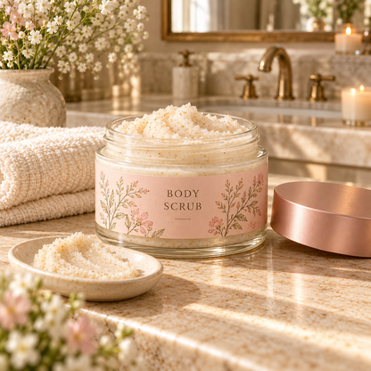 🪷 Body Scrub | Scrub Blend | Shower Ritual | Gift for Her | Rose Gold Floral Jar