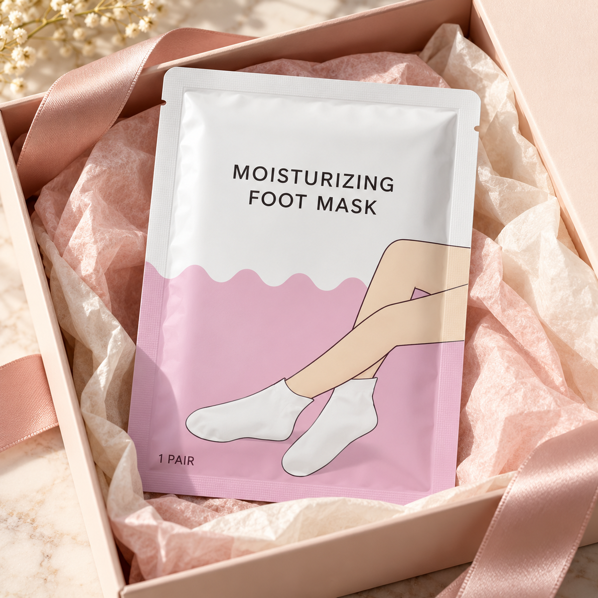 🧦 Foot Mask | Moisturizing Wrap | Spa Pedicure | Gift for Mom | Pink Sachet Pair