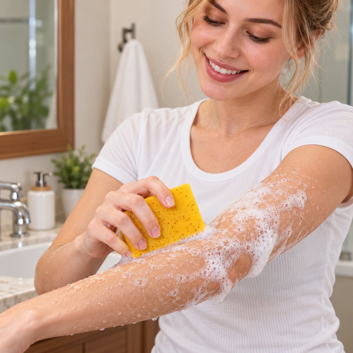 🛁 Body Scrub Soap | Solid Bar | Shower Care | Gift for Her | Amber Speckled Look