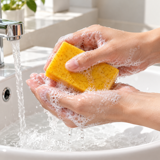 🛁 Body Scrub Soap | Solid Bar | Shower Care | Gift for Her | Amber Speckled Look