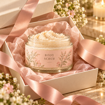 🪷 Body Scrub | Scrub Blend | Shower Ritual | Gift for Her | Rose Gold Floral Jar