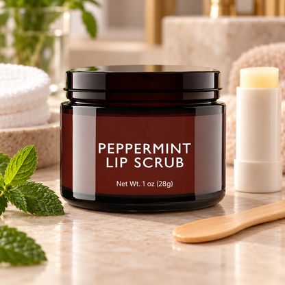 🌱 Lip Scrub | Exfoliating Blend | Lip Prep | Gift for Her | Amber Peppermint Jar
