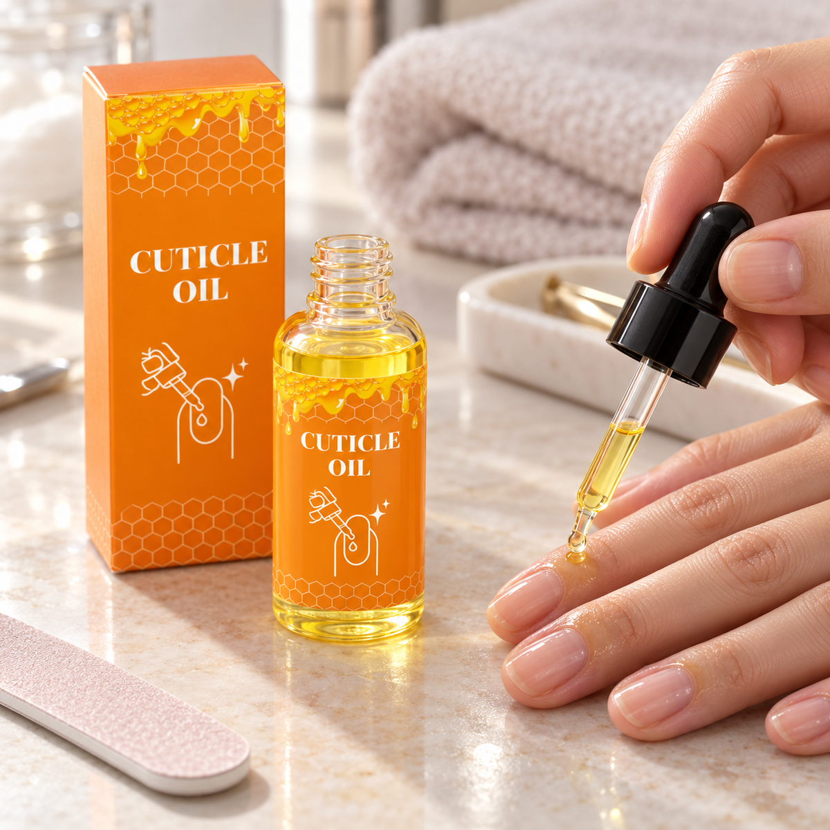 🍯 Cuticle Oil | Care Oil | Home Manicure | Gift for Her | Amber Honeycomb Design
