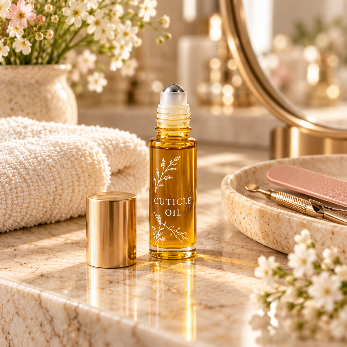 🌾 Cuticle Oil | Care Oil | Home Manicure | Gift for Her | Gold Botanical Roll-On
