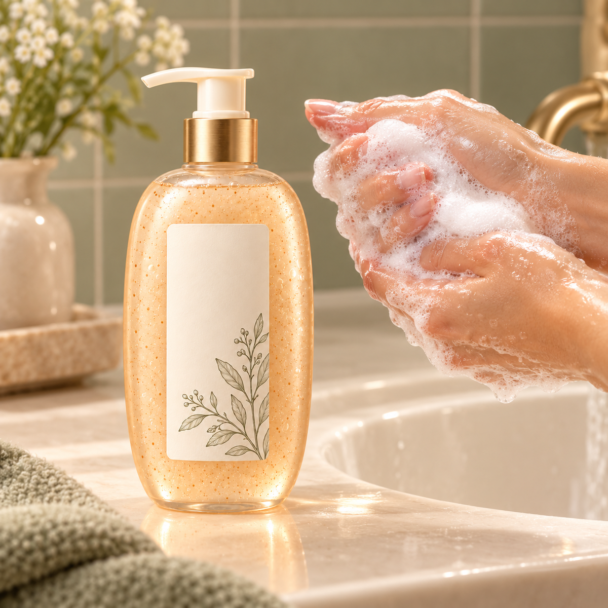 🍃 Shower Gel | Gel Cleanser | Daily Shower | Gift for Her | Amber Botanical Pump