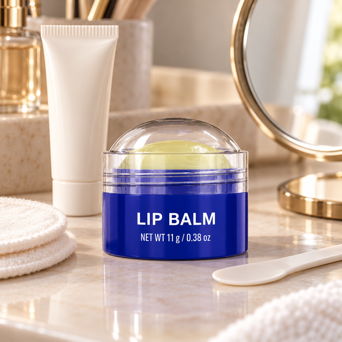 🫧 Lip Balm | Solid Balm | Everyday Lip Care | Gift for Her | Blue Dome Container
