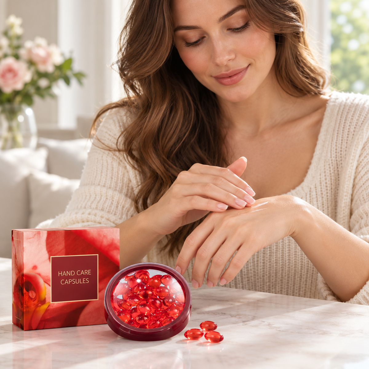 🌹 Hand Care Capsules | Encapsulated Care | Home Care | For Her | Ruby Red Pearls