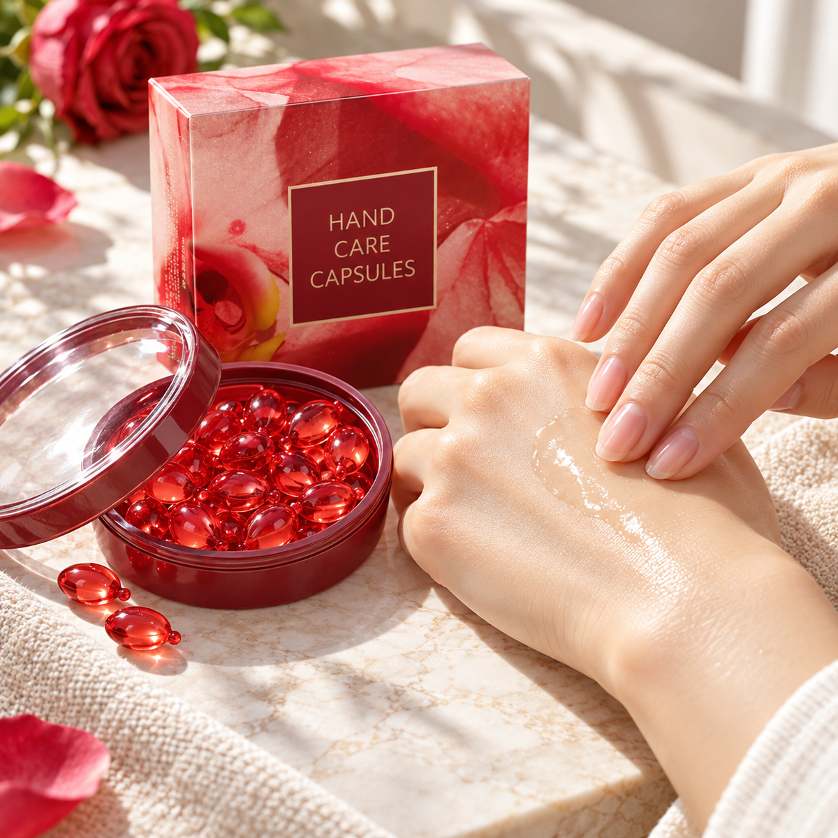 🌹 Hand Care Capsules | Encapsulated Care | Home Care | For Her | Ruby Red Pearls