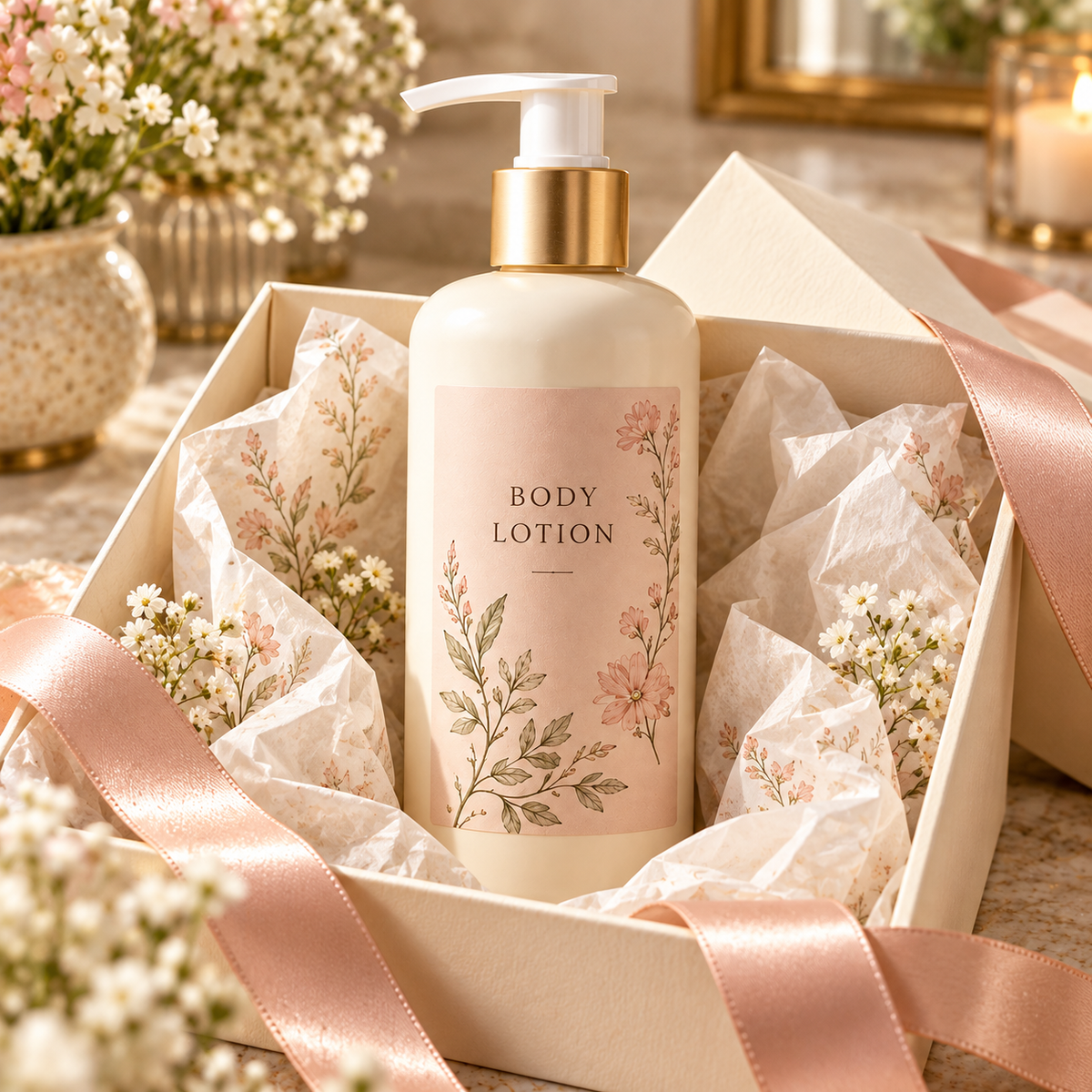 🌸 Body Lotion | Lotion Formula | Post-Bath Use | Gift for Her | Floral Gold Pump