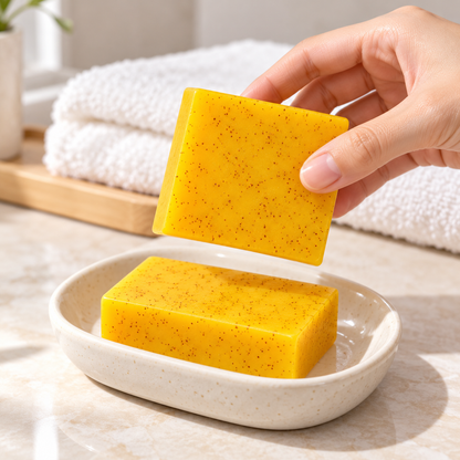 🛁 Body Scrub Soap | Solid Bar | Shower Care | Gift for Her | Amber Speckled Look