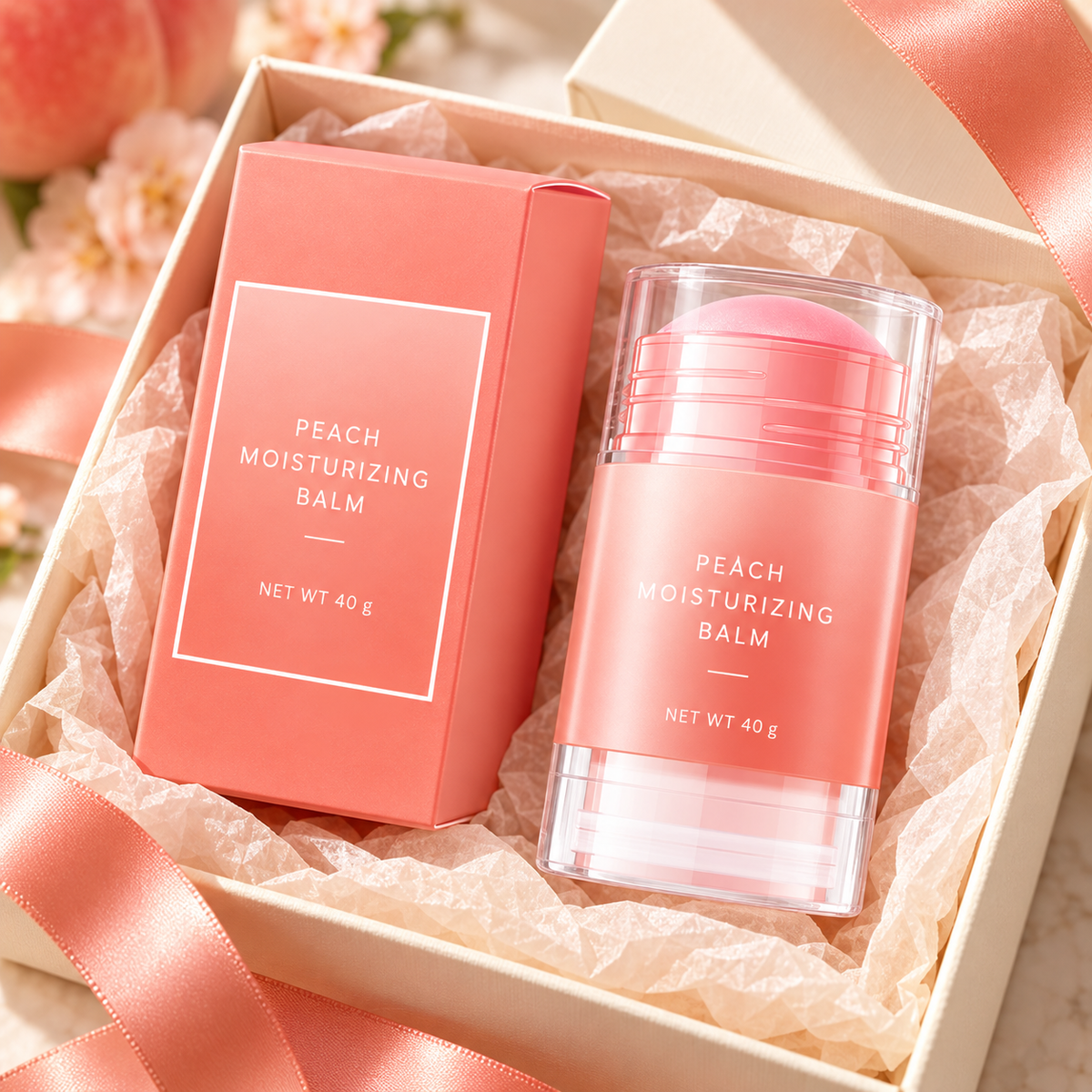 🍑 Moisturizing Balm | Solid Balm | Travel Care | Gift for Her | Peach Pink Stick