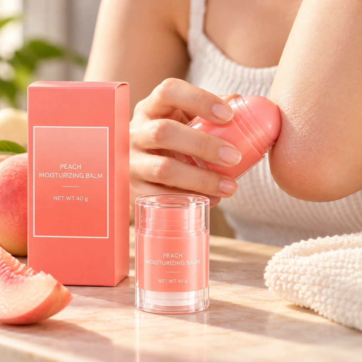🍑 Moisturizing Balm | Solid Balm | Travel Care | Gift for Her | Peach Pink Stick
